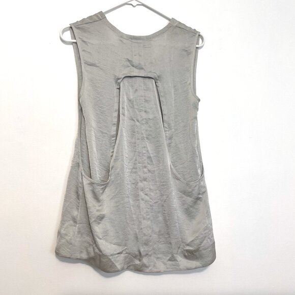 NEW NWT HELMUT LANG Chroma Drape Top Silver Gray Satin Layered Cutout Back Tank - Picture 13 of 16